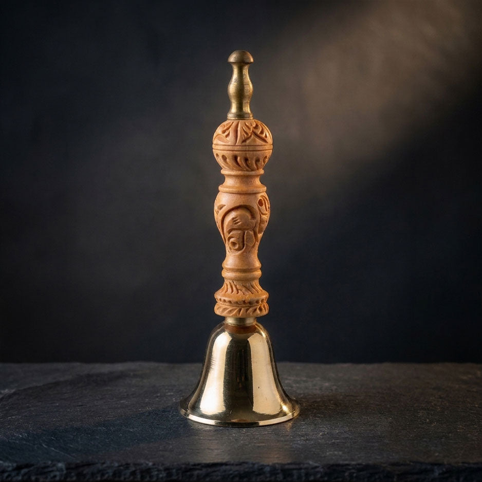 Swara bronze bell with wooden ladle - 5.5"